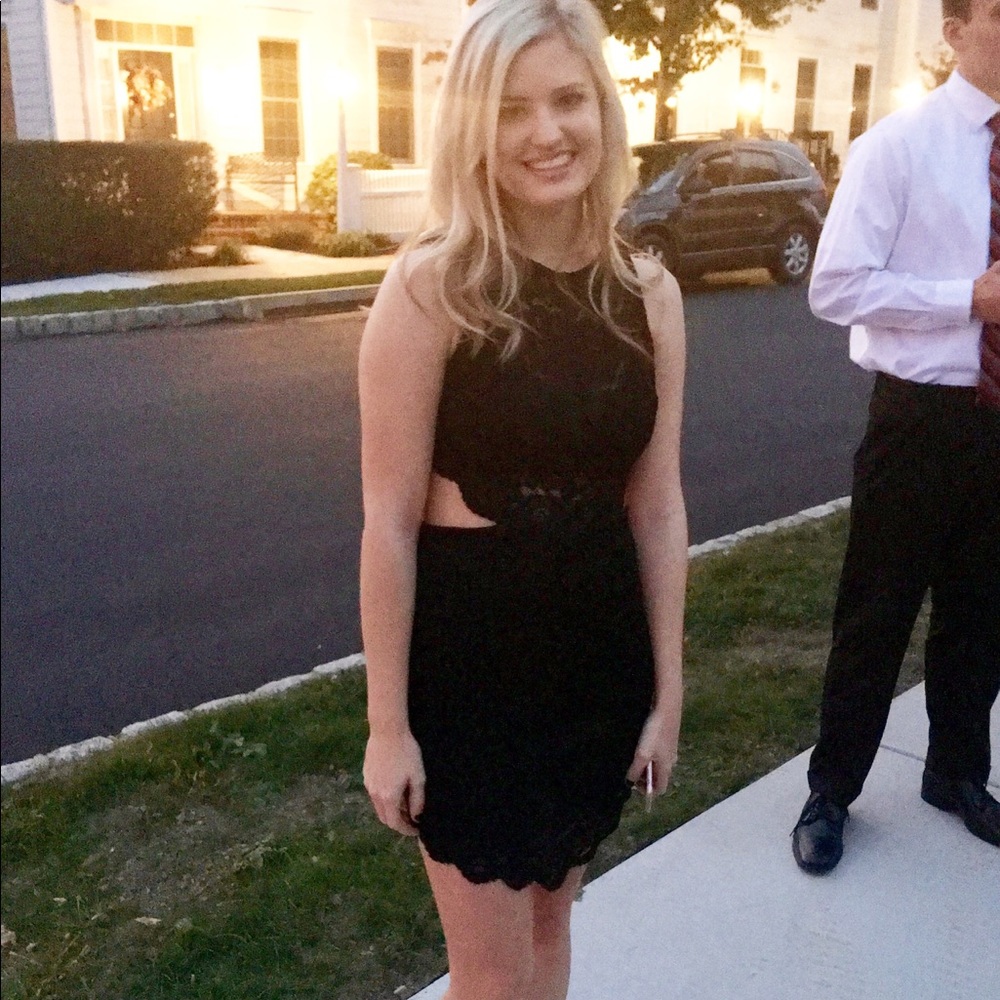 Bebe Black Lace Open Side Cocktail Dress!